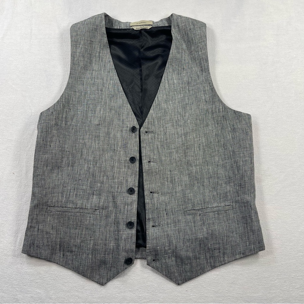 100% linen Textured Men's Waistcoat Vest suit summer wedding